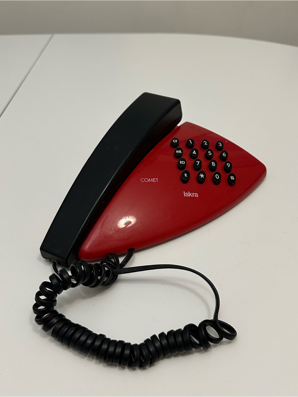 Vintage Red Iskra Comet Triangular Telephone